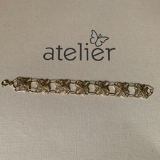 Rare Ancien Bracelet Vintage Argent Sterling Filigrane Vermeil décor Croix
