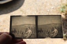 Plaque verre photo ancienne négatif  moto ancienne  homme 6 X 12.8 cm