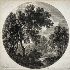 Bergers Arbres Paysage GRAVURE