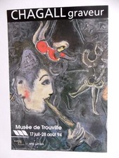 CHAGALL Marc Affiche originale 1994 Cirque Flûte Trouville Original poster clown