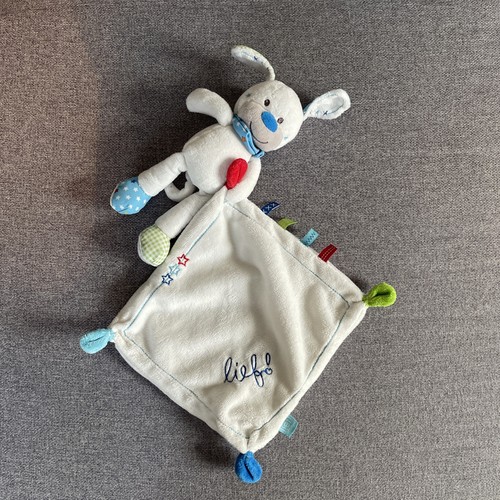 Doudou chien blanc bleu - doudou,
