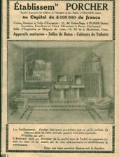 Publicité ancienne établissement Porcher appareils sanitaires issue magazi 1924
