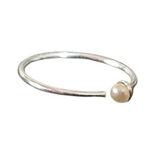 Nez Bague de Culture Véritable Perle Anneau Fendu 8mm 22g (0.6mm) Argent
