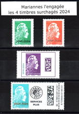 2024 N° 5759 à 5762 Marianne l'engagée 4 timbres gommés Surchargés 2024 NEUFS**