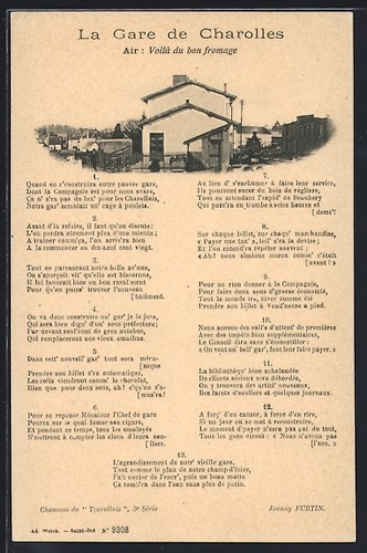 Cpa charolles gare poème - cpa, charolles,