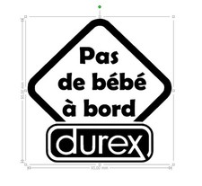 STICKER PAS DE BEBE A BORD  DUREX FUN   95x95mm