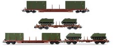 Miniature De Train Modélisme Ferroviaire Rivarossi FS 2-UNIT PACK 4-AXLE FLAT...