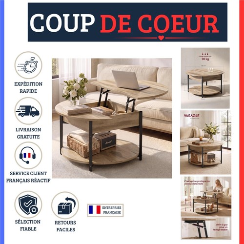 Table basse ronde - , relevable