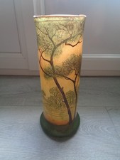 VASE LEGRAS EN VERRE EMAILLE DECOR  PAYSAGE LACUSTRE  NON SIGNE