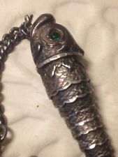 Ancien porte-clés poisson articulé en argent massif de 1940/50.