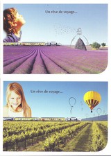 Lot de 6 cartes postales Train