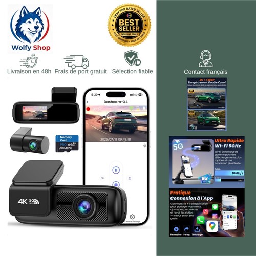 Dashcam voiture 1080p avant - 4k+1080p,