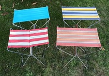 4 Sièges pliant vintage camping, pêche, randonnée. années 60/70. TBE