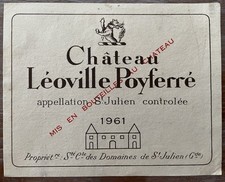 Étiquette Château Léoville Poyférré 1961