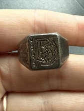 Ancienne Bague En Argent Massif 925 Jonc Alliance Anneaux Créateur chevalière 