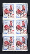 FRANCE YVERT 1331d SCOTT 1024 " GALLIC COCK 25c LUMINESCENT BLOCK 6" MNH XF T277