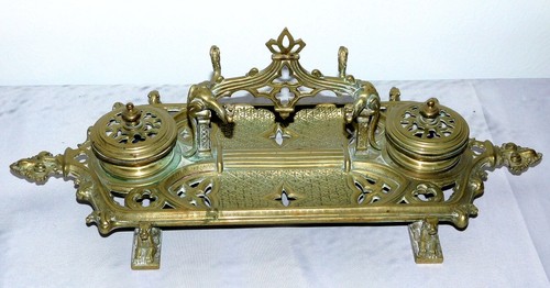 Ancien encrier bronze porte - ancien,