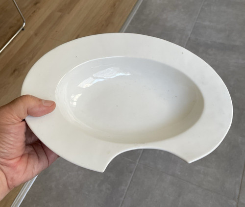 Plat barbe faience blanche - plat,