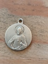 Médaille Religieuse Ancienne Scapulaire Jésus Vierge Signée 