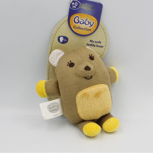 Doudou ours beige marron jaune