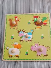 puzzle en bois animaux de la ferme   TRES BON ETAT