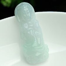 Pendentif mini Bouddha Guanyin Jade en Vert Nuancé Translucide