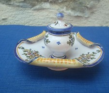 V71 Encrier Faïence de Nevers signée E Georges