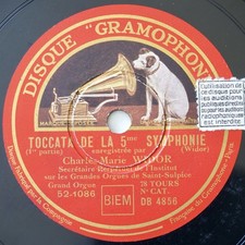 Charles Widor Organ Toccata Symphonie N°5 78RPM Gramophone DB 4856