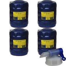 4x 20 Litre MANNOL Huile pour Compresseur Oil Iso 100 Incl. Robinet de Vidange