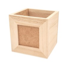Pot à crayons - Avec cadre photo - Bois - A personnaliser - 9x9x9 cm - Ctop