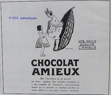 PUBLICITE AMIEUX CHOCOLAT ANTILLAISE DESSIN D'APRES STALL DE 1924 FRENCH AD PUB