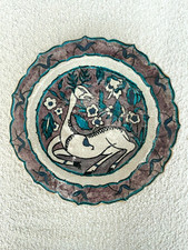 Ancienne assiette en céramique  signée Raoul Lachenal décors Iznik