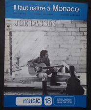 partition il faut naître à Monaco - Joe Dassin