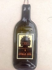 Wine Bottle Art-San Francisco Cable Car-Cheese Sushi Fruit Plate -Chopping Block