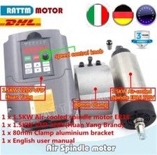 〖FR〗1.5KW Spindle VFD CNC Kit ER16 80mm Air cooled motor+HY 1.5KW inverter+Clamp