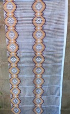 TISSU RIDEAU VOILAGE  BLANC MOTIFS ORANGE MARRON FILET VINTAGE 68 X  190 CM