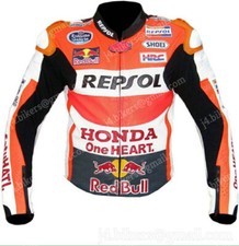 HONDA REPSOL Veste en Cuir de Moto Veste Motard en Cuir Veste en Cuir de Motard