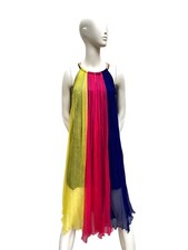 Jean Paul Gaultier Smooth Silk Sleeveless Colorful Maxi Dress Primary colors  S
