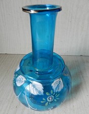 Belle Carafe Émaillée Ancienne Art Nouveau Typé Legras C1900 Verre Bleu soufflé