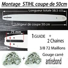 piece Guide + 2 chaines gouge carré pour STIHL 034 036 MS340 MS360 coupe 50 72 M