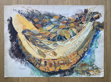 DESSIN ORIGINALE À LA GOUACHE - SIGNÉ JACQUELINE VERDET - NATURE MORTE ABSTRAITE
