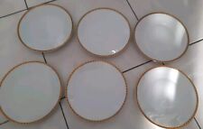 BELLE SÉRIE DE 6 ASSIETTES PLATES PORCELAINE LIMOGES BLANC INCRUSTATION  OR  