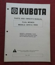 Véritable Kubota 3648 3660 Fléau Tondeuse " Opérateurs Manuel Pièces Catalogue