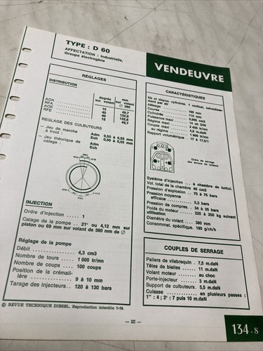 Fiche technique moteur - , diesel