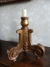  Bougeoir chandelier d'église ancien en bois XVII-XVIIIème