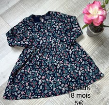 Primark 12 / 18 MOIS Fille: Robe Fleurie Bleu Marine Mi Saison