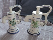 DUOS FONTAINES POMPES A EAU DÉCORATIVE CÉRAMIQUE FAÏENCE DÉCOR FLORAL - 21 CM