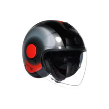 Casque Moto AGV Jet Eteres Levanto Noir Argent Rouge Visiera Parasole