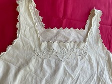 Linge ancien Nuisette Chemise de nuit coton & dentelle brodée taille Unique/