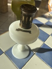 Lampe Berger ancienne opaline blanche verre laiton vintage déco